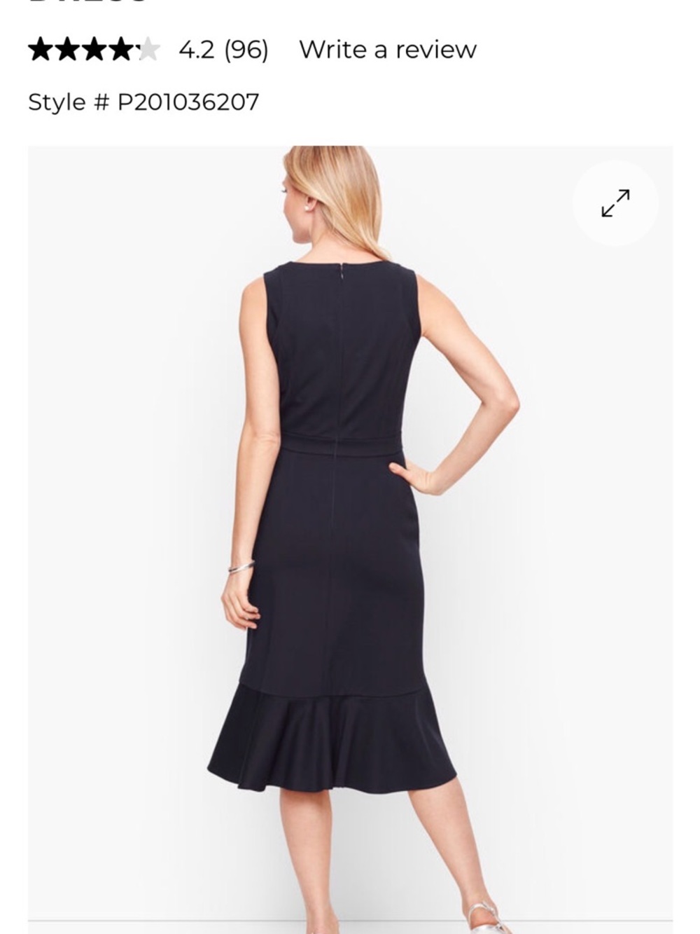 Talbots Black Sleeveless V-Neck Midi Dress with Ruffle Hem - Picture 7 of 8